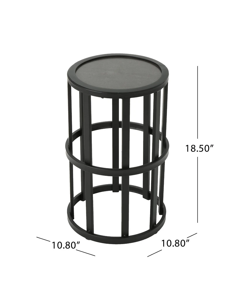 Streamdale Furniture Ceramic Tile Patio Side Table - Powder-Coated Iron Frame