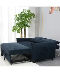 Streamdale Furniture 58" Navy Fabric Futon Sofa Bed - Adjustable Backrest