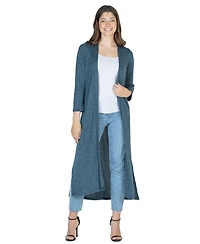 24seven Comfort Apparel Women's Knit Three Quarter Bell Sleeve Open Cardigan Sweater