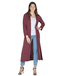 24seven Comfort Apparel Women's Knit Three Quarter Bell Sleeve Open Cardigan Sweater