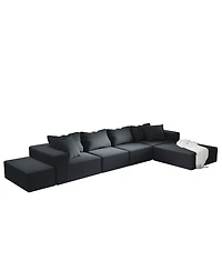 Streamdale Furniture Modern Upholstered Sectional Sofa Couch Set, 132" L-Shaped