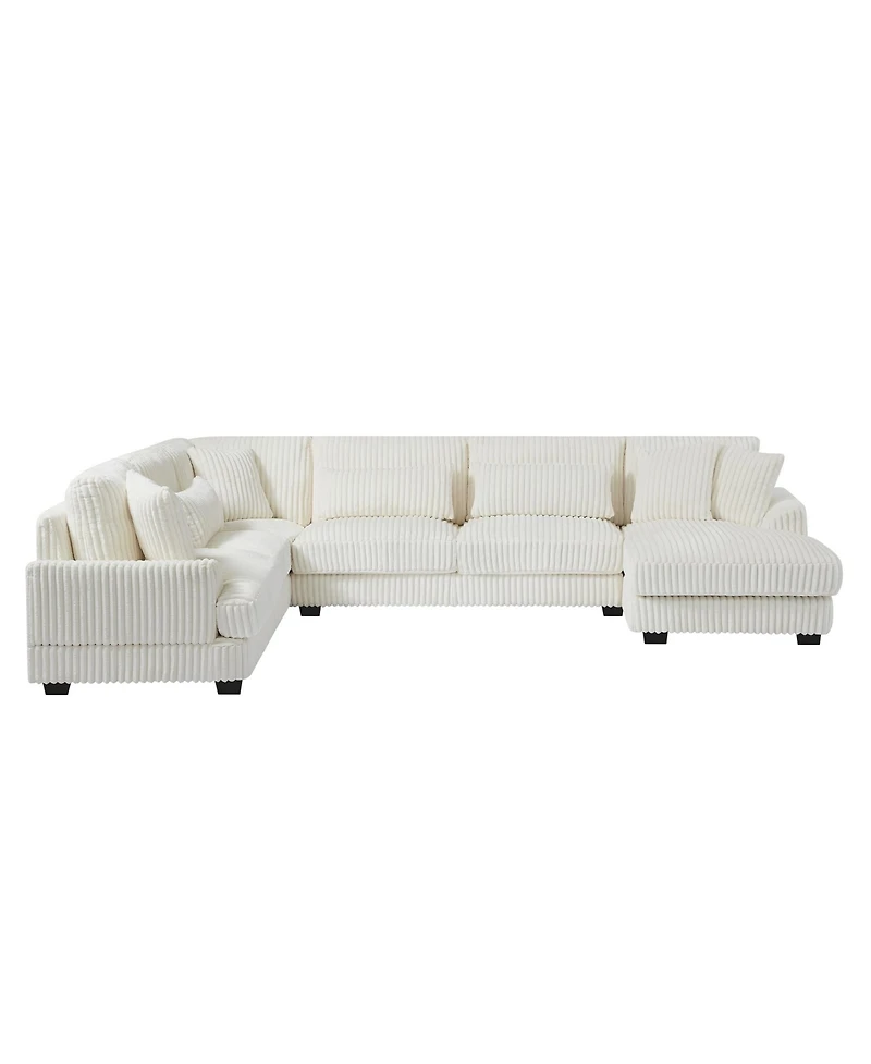 Streamdale 129" U-Shaped Sectional Sofa Corduroy with Chaise