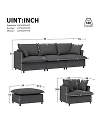 Streamdale Furniture Oversized Single Sofa Module for Sectional Sofa, Wide Chenille Armchair with Pillows