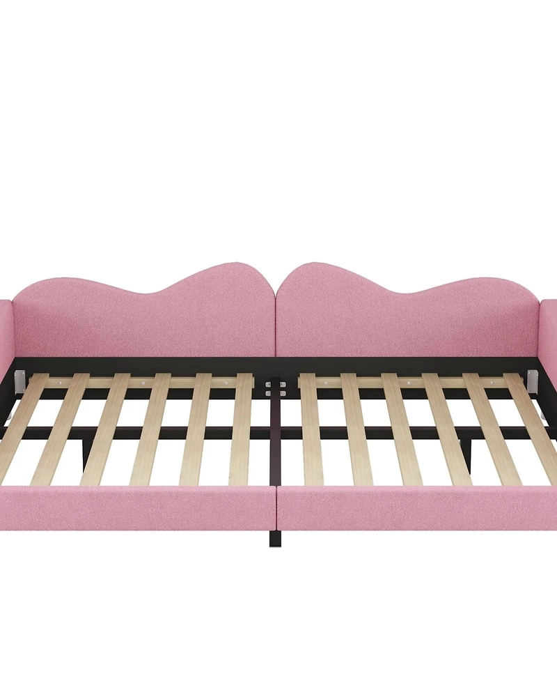 Streamdale Furniture Full Upholstered Daybed, Sherpa Fabric Sofabed with Cloud-Shaped Backrest, No Box-spring Needed