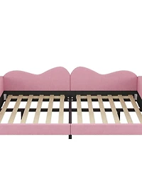 Streamdale Furniture Full Upholstered Daybed, Sherpa Fabric Sofabed with Cloud-Shaped Backrest, No Box-spring Needed