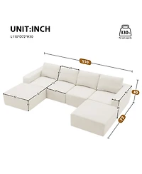 Streamdale Furniture Modular U-Shaped Chenille Sectional Sofa with Ottomans