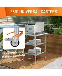 Streamdale Furniture Stainless Steel Work Table 24x30 w/ Shelves & Backsplash