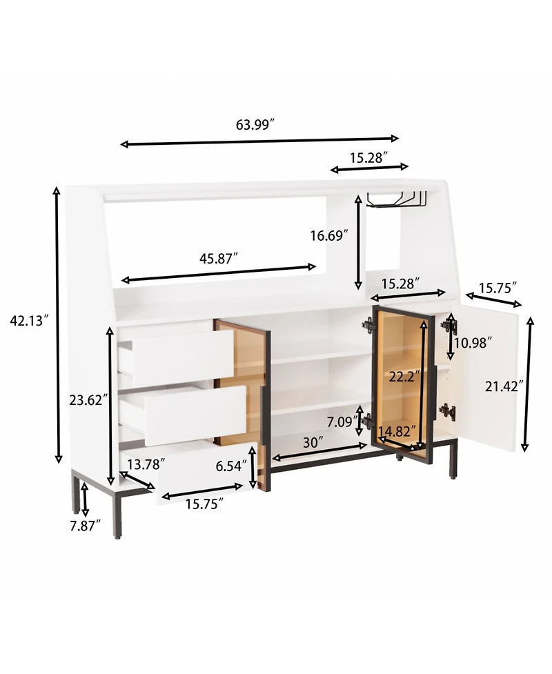 Streamdale Furniture Modern Sideboard 3 Drawers & Glass Door