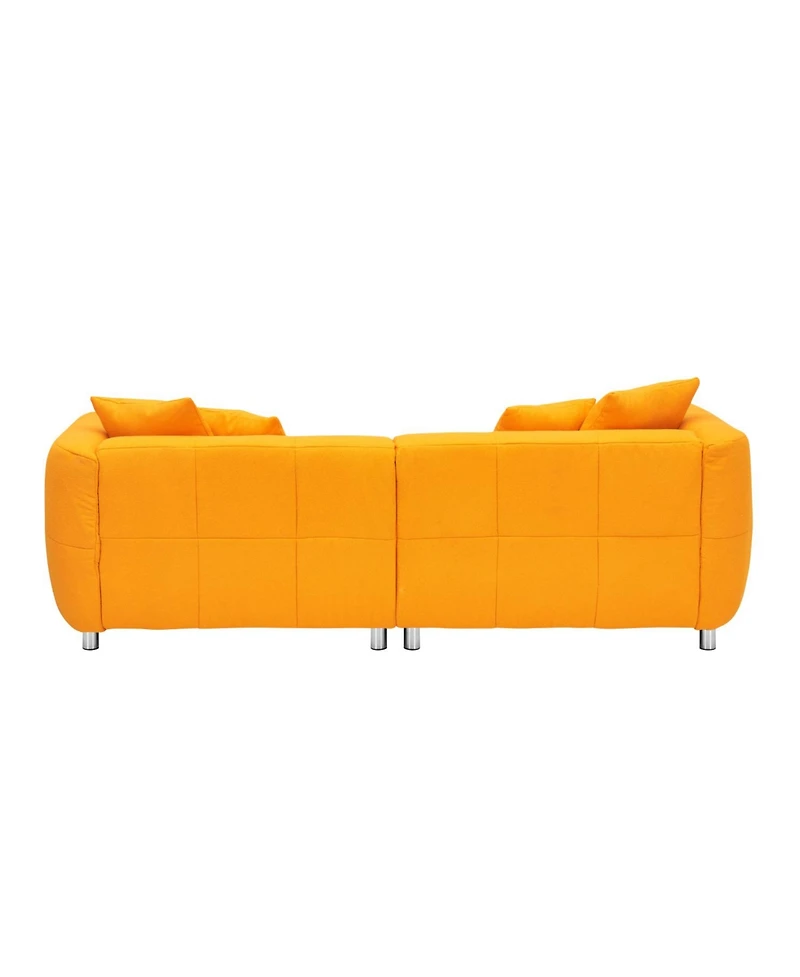 Streamdale Furniture 89" Yellow Sofa with Metal Legs & Pillows