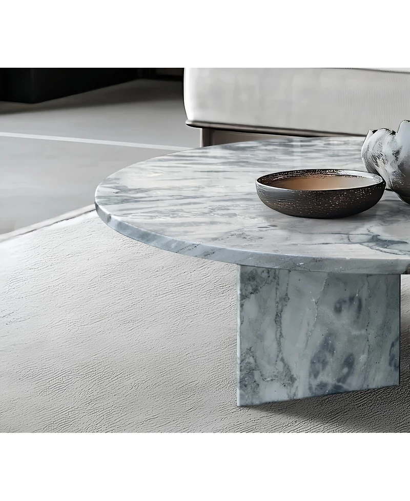Streamdale Furniture Blue Gray Marble Coffee Table - 27.6 Inch