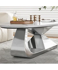 Streamdale Furniture Sintered Stone Coffee Table with Stainless Steel Base