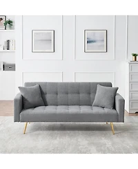 Streamdale Furniture 71.7 - inch Grey Teddy Fleece Sofa Bed with Two Included Throw Pillows