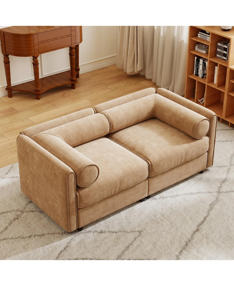 Streamdale Furniture Camel Chenille 2-Seater Sofa with Storage