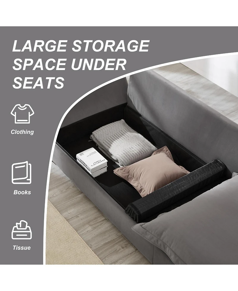 Streamdale Furniture Modular Sectional Sofa with Storage, Gray