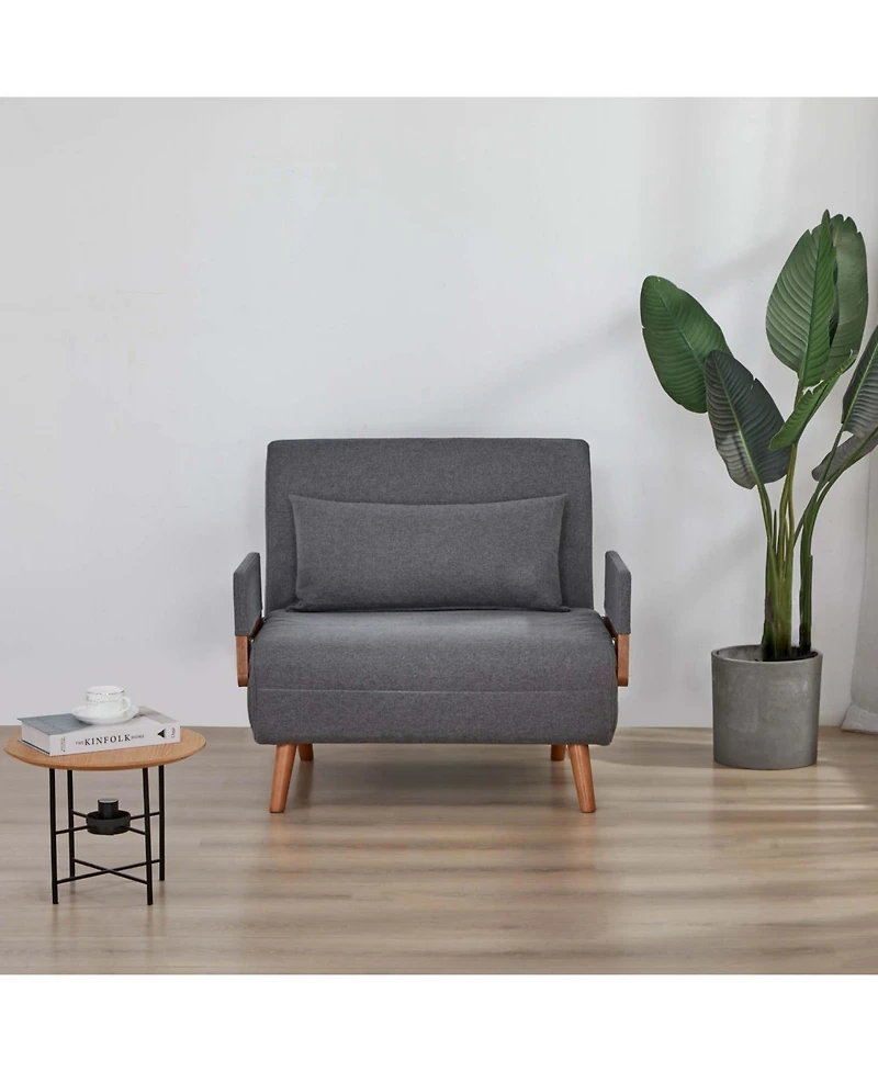 Streamdale Furniture Streamdale Foldable Linen Sofa Bed - Single, Adjustable Back, Space-Saving Sleeper