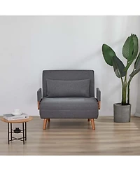 Streamdale Furniture Streamdale Foldable Linen Sofa Bed - Single, Adjustable Back, Space-Saving Sleeper