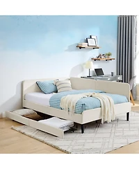 Streamdale Furniture Upholstered Platform Bed Frame w/ 2 Drawers, Adjustable Velvet