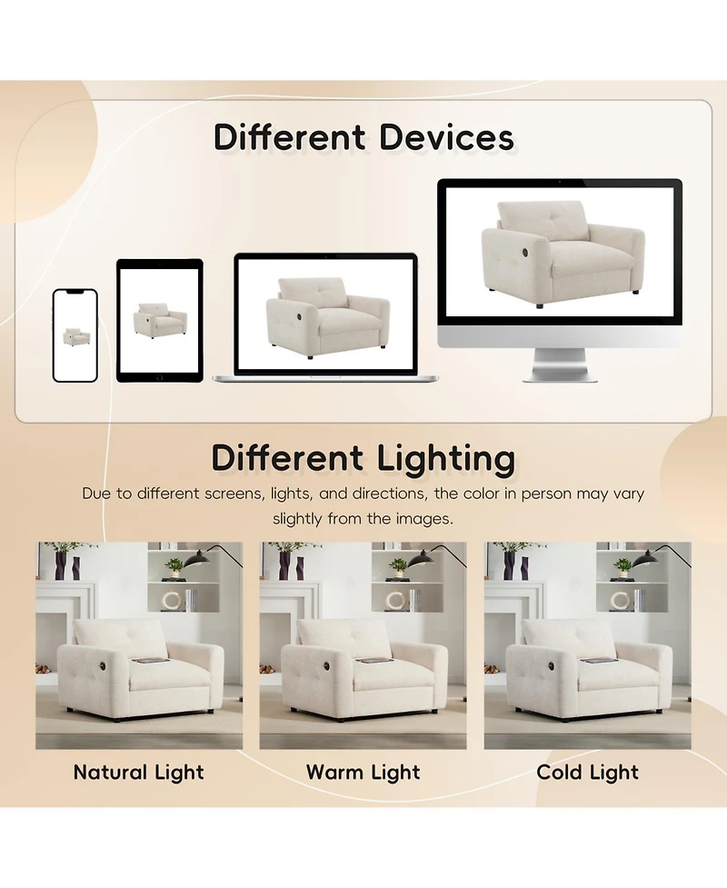 Streamdale Furniture Tufted Chenille Armchair with Charger & Wide Seat