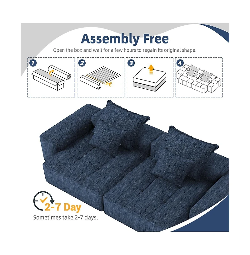 Streamdale Furniture Modern Oversized Chenille Sectional Sofa with Chaise & Pillows