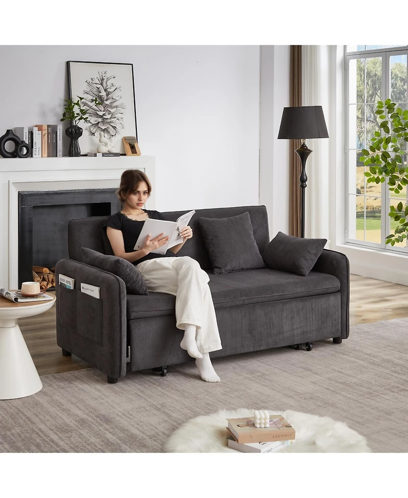 Streamdale 66" Sleeper Sofa Bed - 3-in-1 Adjustable Pullout with Pillows