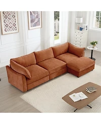 Streamdale Furniture Streamdale L-Shaped Sectional Sofa Couch w/ Ottoman - Chenille Orange