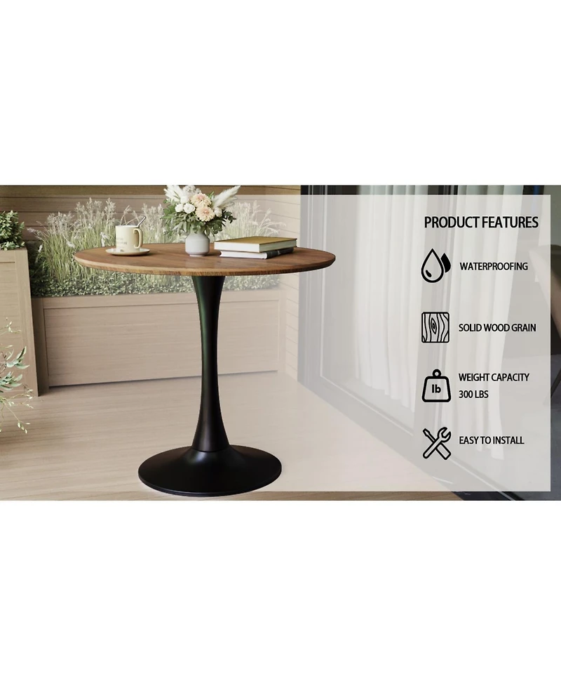 Streamdale Furniture 31.5" Walnut Round Dining Table - Tulip Base