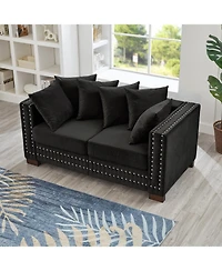Streamdale Furniture Modern Velvet Loveseat Sofa - Black