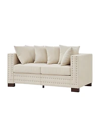 Streamdale Furniture Modern Velvet Loveseat with Silver Nails - Apricot