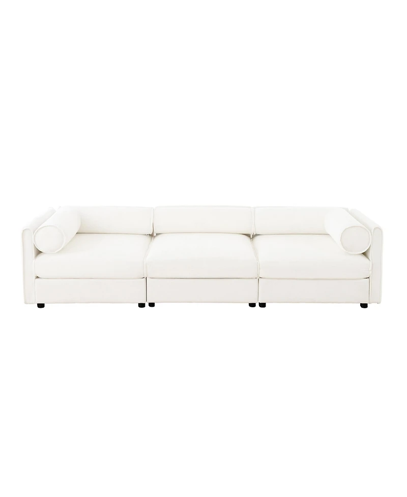 Streamdale Furniture Chenille Sofa with Storage, Cylindrical Back & Arms