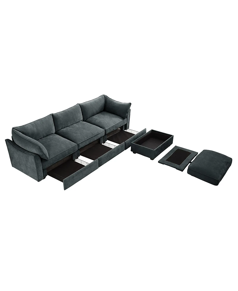 Streamdale Furniture L-Shaped Sectional Sofa with Ottoman