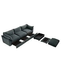 Streamdale Furniture L-Shaped Sectional Sofa with Ottoman