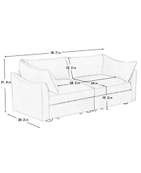 Streamdale Furniture 2-Seater Sofa w/ Pull-Out Storage, Crescent Arms, Chenille Gray