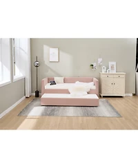 Streamdale Furniture Pink Velvet Daybed - Modern Diamond Design