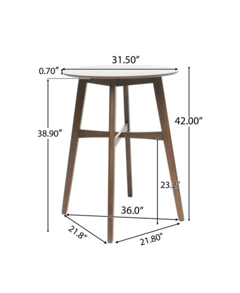 Streamdale Mid-Century Modern Round Bar Table - 42", Natural Walnut