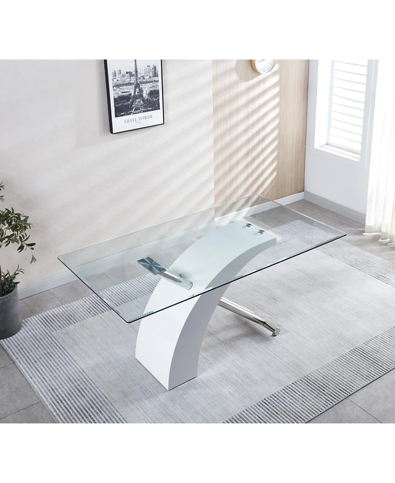Streamdale Furniture Luxury Glass Top Dining Table - Modern Design