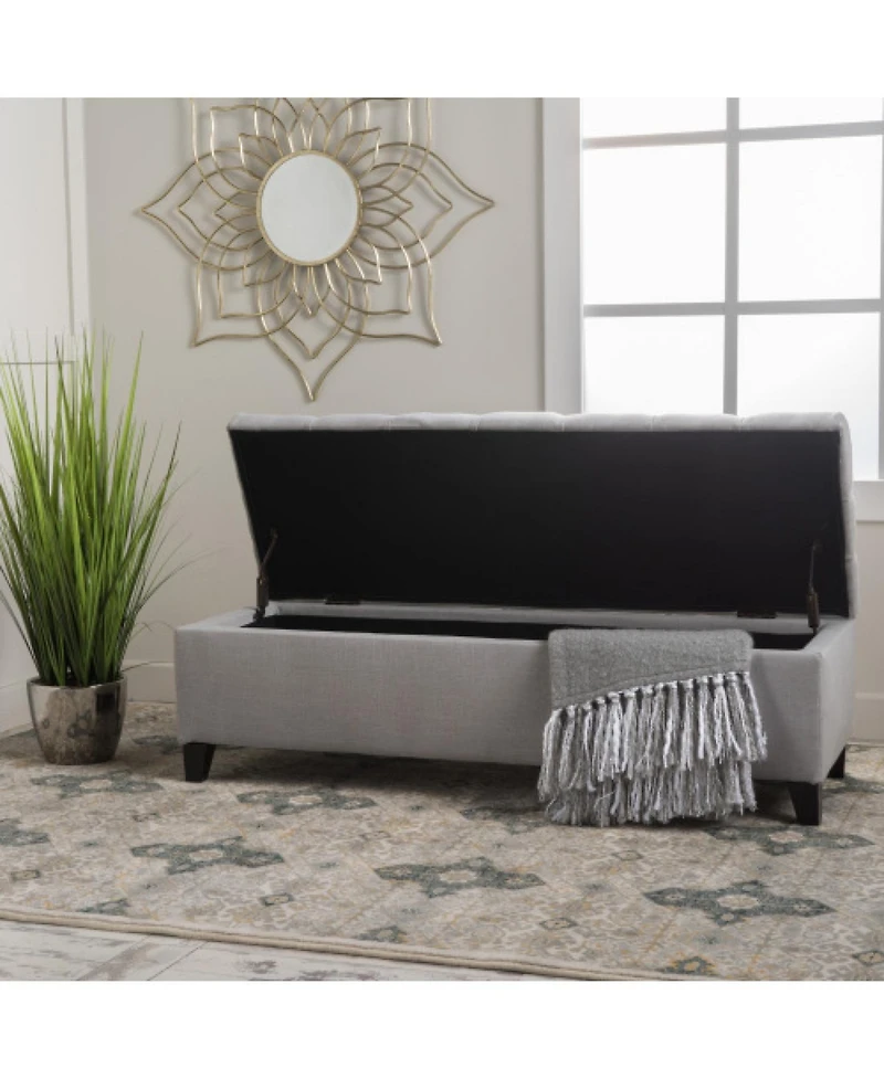 Streamdale Button Tufted Diamond Stitch Storage Ottoman Bench