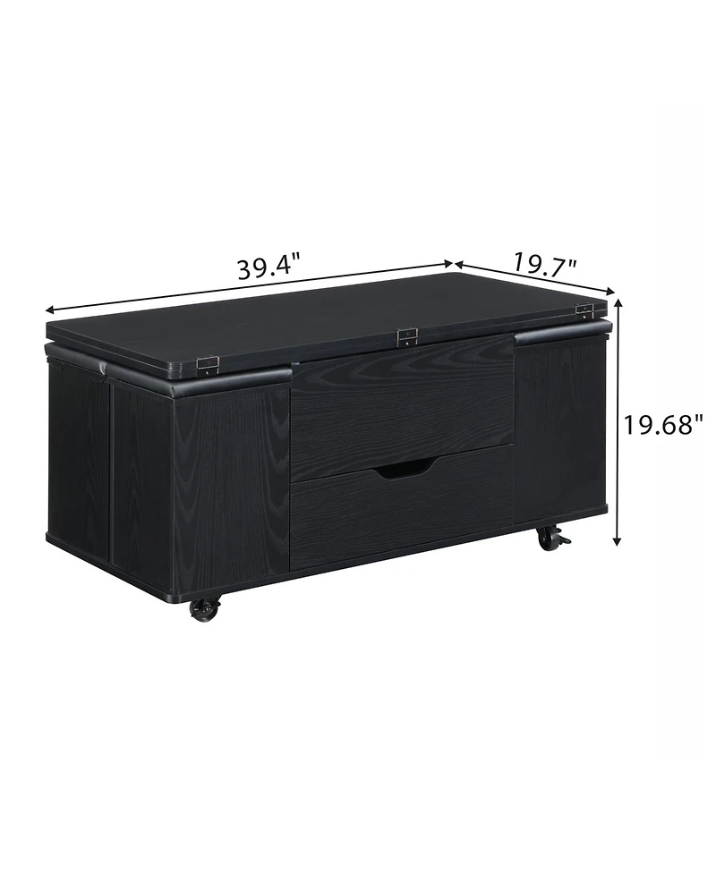 Streamdale Furniture + 5-Piece Wood Lift-Top with Storage & Casters Coffee Table Set