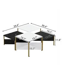 Streamdale Furniture Modern Nesting Coffee Tables - Mid Century Square Set