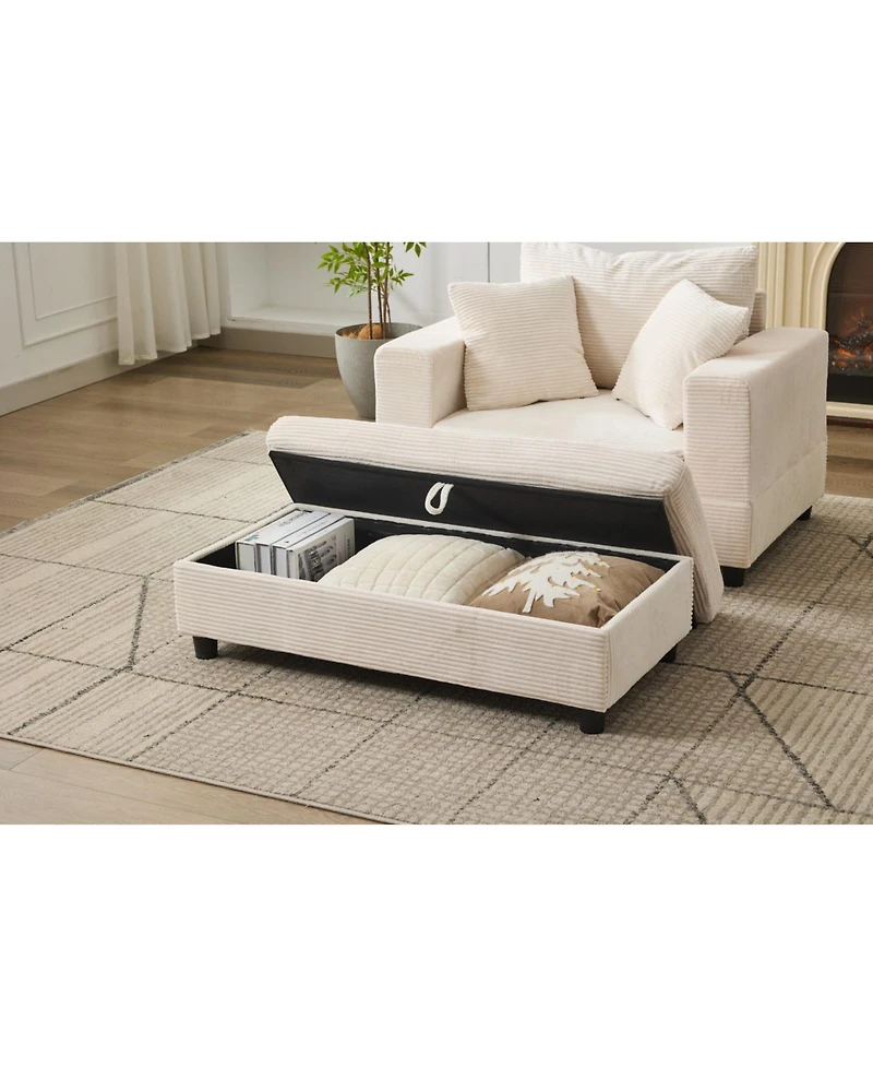 Streamdale Furniture Chaise Lounge with Storage Ottoman & Pillows