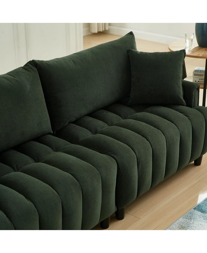 Streamdale Furniture Streamdale 83" Futon Sofa Bed with Pillows, Convertible Sleeper, Dark Green