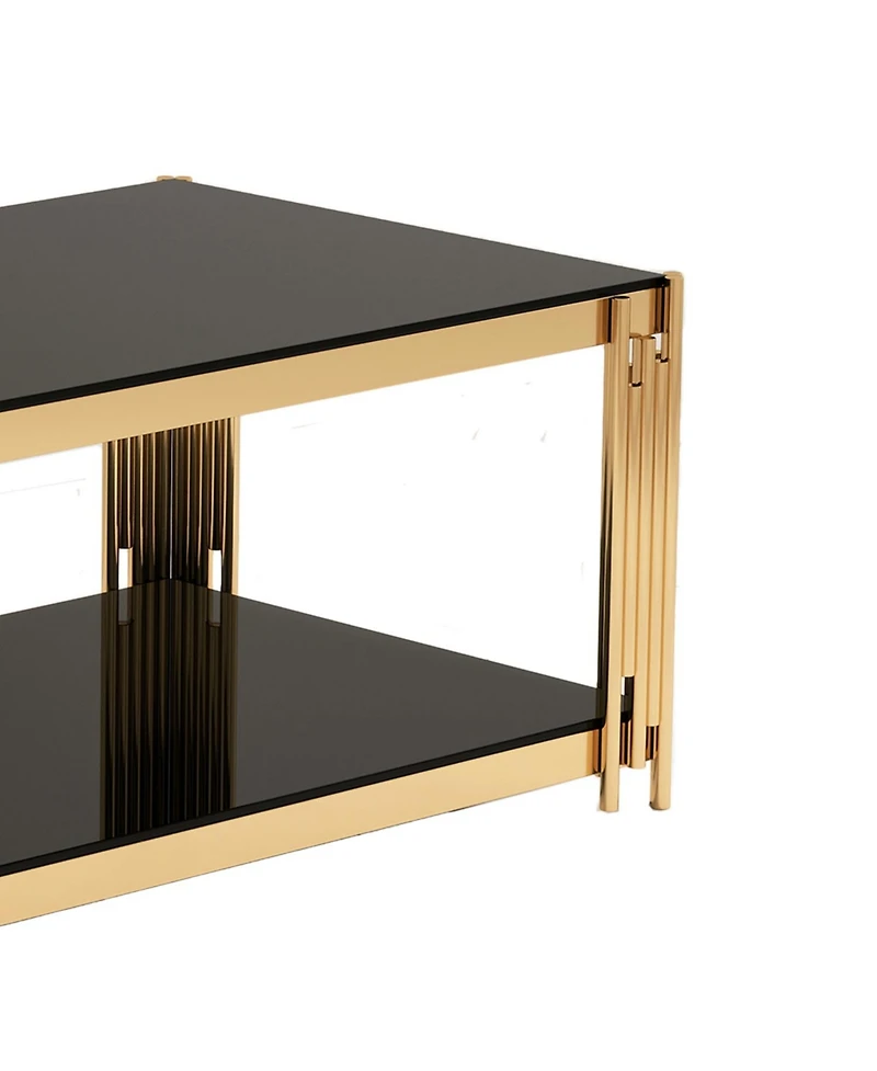 Streamdale Furniture 47" Gold Glass Double-Layer Coffee Table