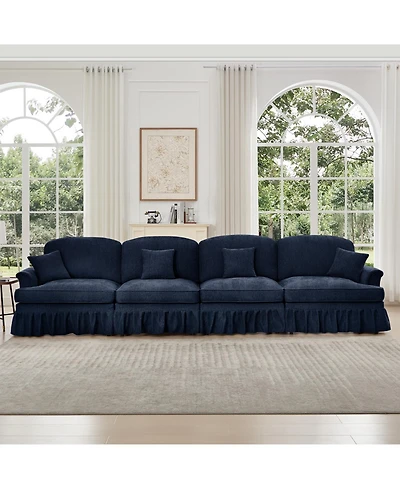 Streamdale Furniture Mid Century 4-Seater Chenille Sofa with Flared Arms