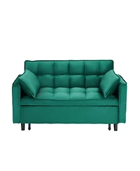 Streamdale Furniture 55" Green Velvet Sofa with Pockets & Convertible Design