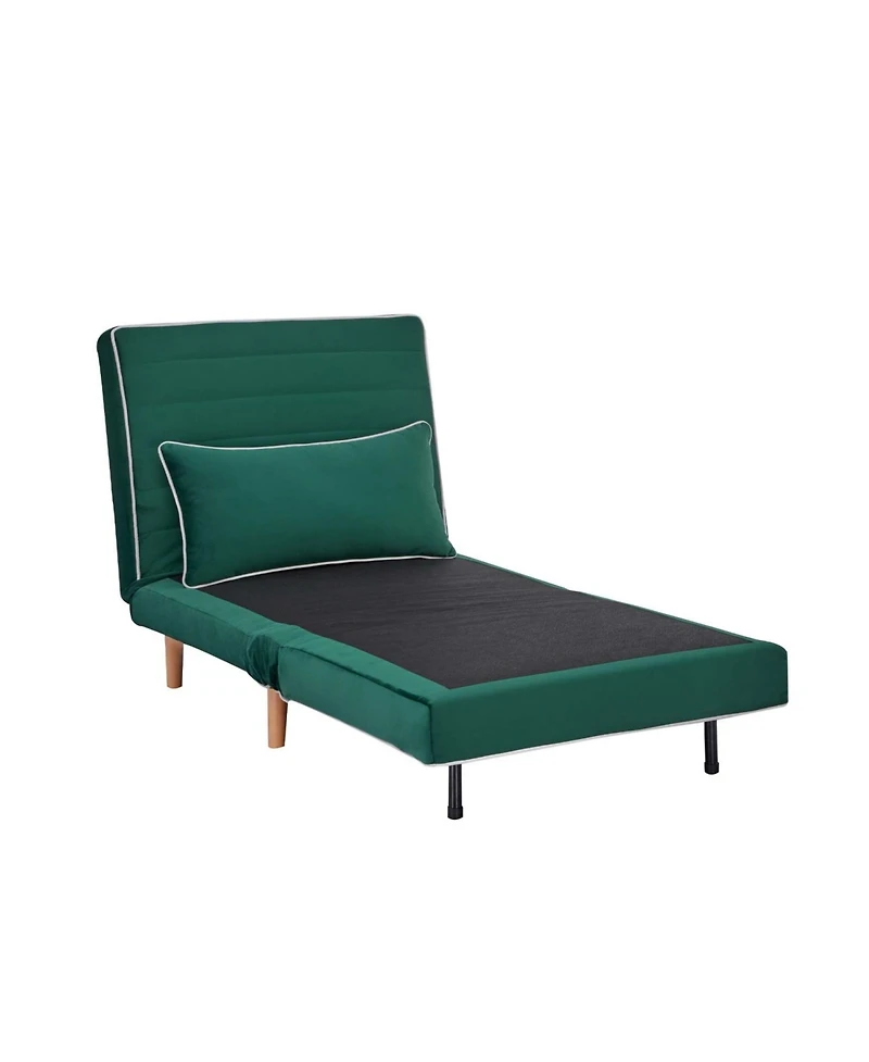 Streamdale Furniture Velvet Foldable Sofa Bed Set - Adjustable Backrest, Green