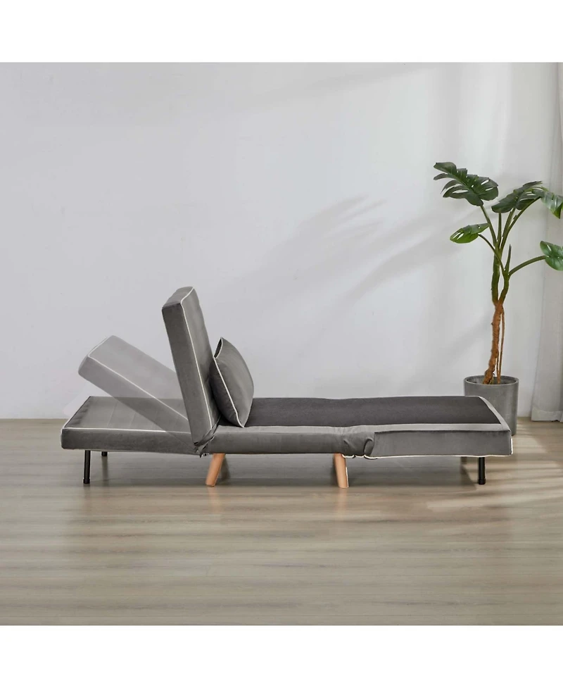 Streamdale Furniture Streamdale Modern Velvet Foldable Sofa Bed Set, Grey