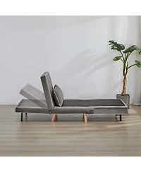 Streamdale Furniture Streamdale Modern Velvet Foldable Sofa Bed Set, Grey