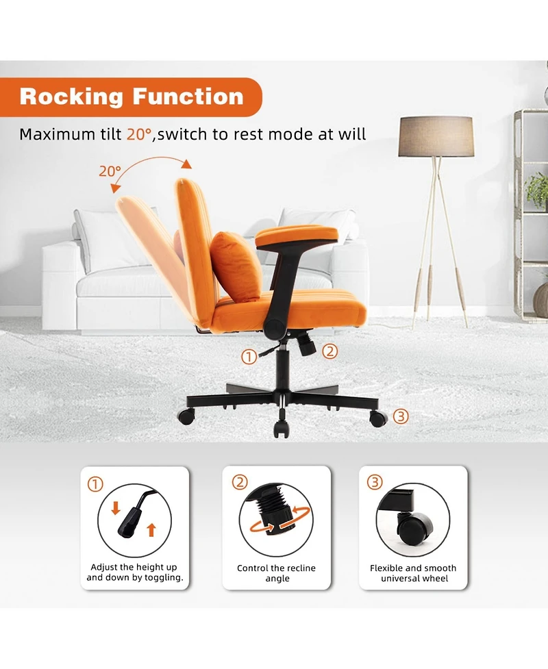 Streamdale Furniture Orange Velvet Criss Cross Office Chair