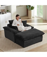 Streamdale Modern Cushioned Sofa with Footrest - Black
