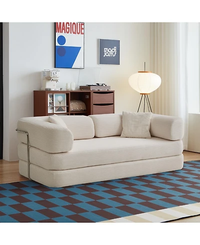 Streamdale Furniture 1 Pc. Fabric Upholstery Convertible with Blanket & Pillow Floor Sofa Bed