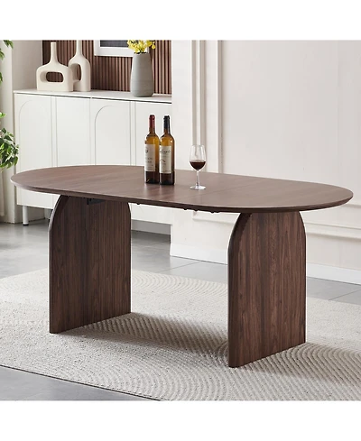 Streamdale Furniture Streamdale Modern Oval Wooden Dining Table - Double Column Design